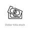 outline dollar bills stack vector icon. isolated black simple line element illustration from user interface concept. editable