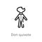 outline don quixote vector icon. isolated black simple line element illustration from literature concept. editable vector stroke