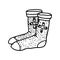 Outline Doodle cute cozy socks. Vector illustration for cards, print, pattern,