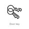 outline door key vector icon. isolated black simple line element illustration from smart home concept. editable vector stroke door