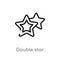 Outline double star vector icon. isolated black simple line element illustration from astronomy concept. editable vector stroke