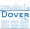 Outline Dover Skyline with Blue Buildings and Copy Space.