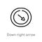 outline down right arrow vector icon. isolated black simple line element illustration from user interface concept. editable vector