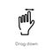 outline drag down vector icon. isolated black simple line element illustration from gestures concept. editable vector stroke drag