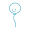 Outline drawing of a Blue Monday balloon with sad smiley face in trendy blue. Happy Blu Monday Day