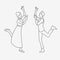 Outline drawing of dancing couple