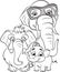 Outline drawing of the family of elephants