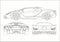 Outline drawing of a super car, view from three sides