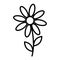 Outline drawn of stylized blooming flower. Design concept for coloring book page or logo, icon, card