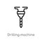 outline drilling machine vector icon. isolated black simple line element illustration from industry concept. editable vector