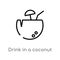 outline drink in a coconut vector icon. isolated black simple line element illustration from food concept. editable vector stroke