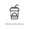 outline drink with straw vector icon. isolated black simple line element illustration from cinema concept. editable vector stroke