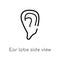 outline ear lobe side view vector icon. isolated black simple line element illustration from human body parts concept. editable
