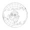 Outline Earth globe with map of World focused on Europe. Vector illustration