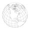 Outline Earth globe with map of World focused on North America. Vector illustration