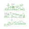 Outline eco city. Future ecological green environment and ecosystem vector concept