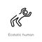 outline ecstatic human vector icon. isolated black simple line element illustration from feelings concept. editable vector stroke