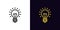 Outline electric lamp icon, with editable stroke. Lightbulb with rays of light, bulb pictogram. Idea and solution