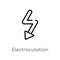 outline electrocutation danger vector icon. isolated black simple line element illustration from maps and flags concept. editable