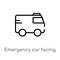 outline emergency car facing right vector icon. isolated black simple line element illustration from mechanicons concept. editable