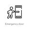 outline emergency door vector icon. isolated black simple line element illustration from signs concept. editable vector stroke