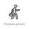 outline employee going to work vector icon. isolated black simple line element illustration from business concept. editable vector