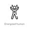 outline energized human vector icon. isolated black simple line element illustration from feelings concept. editable vector stroke