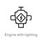 outline engine with lighting bolt vector icon. isolated black simple line element illustration from tools and utensils concept.