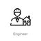 outline engineer vector icon. isolated black simple line element illustration from job profits concept. editable vector stroke