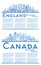 Outline England and Canada City Skyline Set