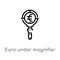 outline euro under magnifier vector icon. isolated black simple line element illustration from business concept. editable vector