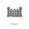 outline fance vector icon. isolated black simple line element illustration from buildings concept. editable vector stroke fance