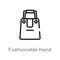 outline fashionable hand bag vector icon. isolated black simple line element illustration from fashion concept. editable vector