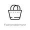 outline fashionable hand bag vector icon. isolated black simple line element illustration from woman clothing concept. editable
