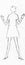 Outline of fashionable silhouette of woman of 60s