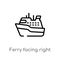 outline ferry facing right vector icon. isolated black simple line element illustration from nautical concept. editable vector