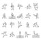 Outline figure athletes. Icons popular sports