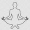 Outline figure of a man sitting in lotus pose on a transparent background, stencil, yogi silhouette. Meditation human