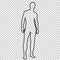 Outline figure naked man full-length with a beautiful sports figure, contour portrait male muscular athlete on