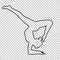 Outline figure woman handstand on transparent background, silhouette girl makes a stand on the hand, yoga pose