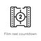 outline film reel countdown number 2 vector icon. isolated black simple line element illustration from cinema concept. editable