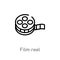 outline film reel vector icon. isolated black simple line element illustration from blogger and influencer concept. editable