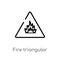 outline fire triangular vector icon. isolated black simple line element illustration from signs concept. editable vector stroke