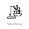 outline fisher fishing vector icon. isolated black simple line element illustration from sports concept. editable vector stroke