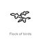 outline flock of birds vector icon. isolated black simple line element illustration from animals concept. editable vector stroke