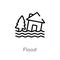 outline flood vector icon. isolated black simple line element illustration from weather concept. editable vector stroke flood icon