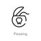 outline flossing vector icon. isolated black simple line element illustration from hygiene concept. editable vector stroke