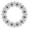 Outline flowers circle frame design, monochrome