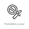 outline forbidden cursor vector icon. isolated black simple line element illustration from user interface concept. editable vector