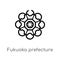 outline fukuoka prefecture vector icon. isolated black simple line element illustration from signs concept. editable vector stroke